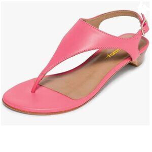 Milooey shoes Deep Pink T-strap Thong Low Heel Ankle Strap Flip Flops Sandals